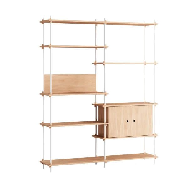 MOEBE Shelving System shelf with cabinet Oak-white, 163x200x35 cm, S.200.2.C