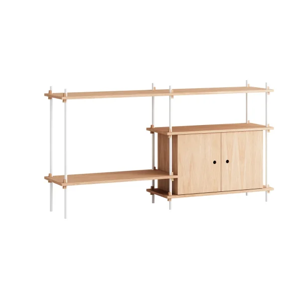 MOEBE Shelving System shelf with cabinet Oak-white, 163x85x35 cm, S.85.2.C