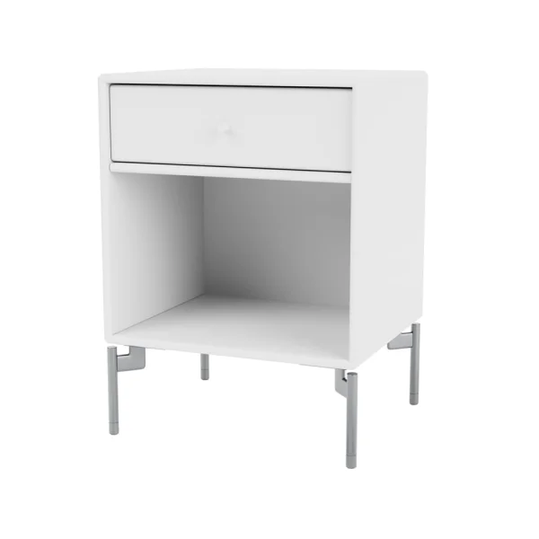 Montana Dream bedside table Snow 38, chrome legs