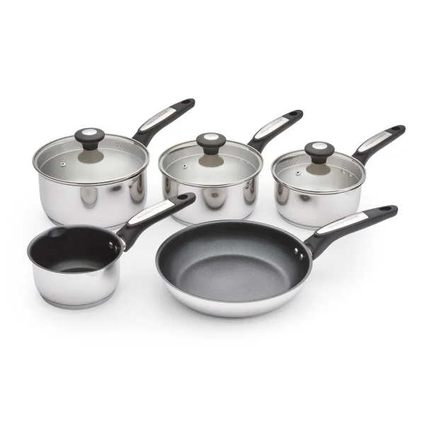 Morphy Richards Pouring Spout Stainless Steel Pan Set in Graphite, Set of 5