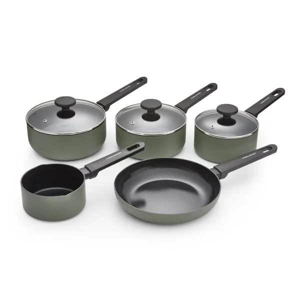 Morphy Richards Recycled Aluminium Saucepan Set Green, Set of 5