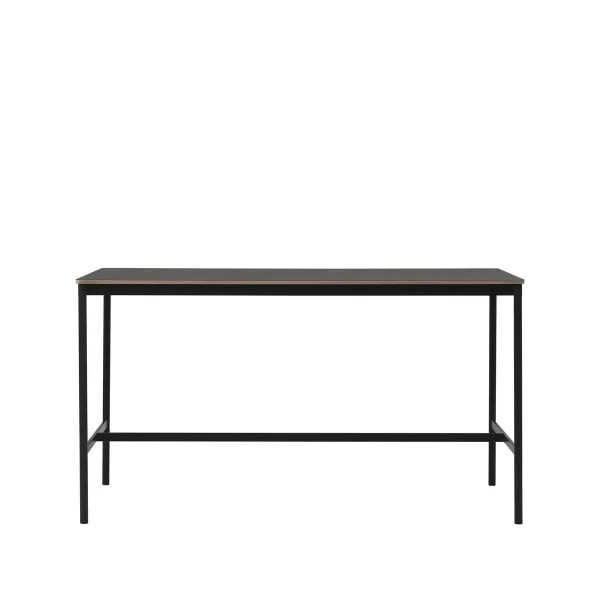 Muuto Base high bar table Black linoleum, black legs, plywood edge, b85 l190 h105