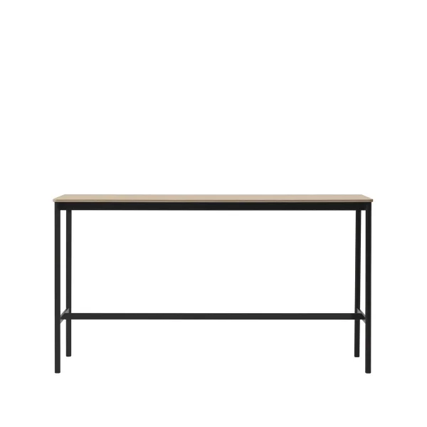 Muuto Base high bar table Oak, black legs, plywood edge, b50 l190 h105