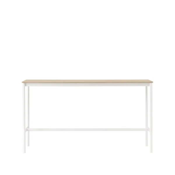 Muuto Base high bar table Oak, white legs, plywood edge, b50 l190 h105