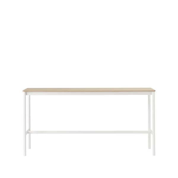 Muuto Base high bar table Oak, white legs, plywood edge, b50 l190 h95