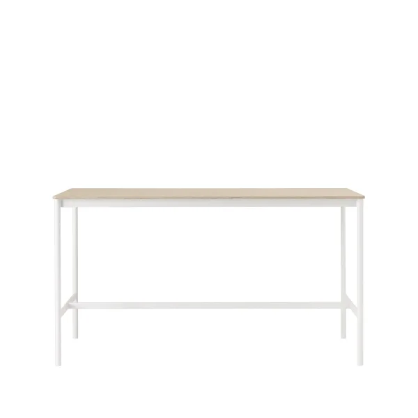 Muuto Base high bar table Oak, white legs, plywood edge, b85 l190 h105