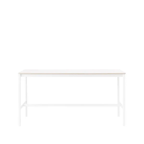 Muuto Base high bar table White laminate, white legs, plywood edge, b85 l190 h95