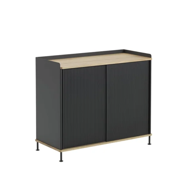 Muuto Enfold Tall Side table Black-oak-metal