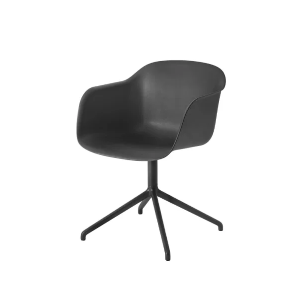 Muuto Fiber armchair office chair swivel base with return Black-anthracite black base