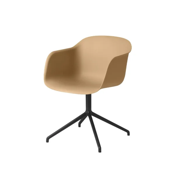 Muuto Fiber armchair office chair swivel base with return Ochre-anthracite black