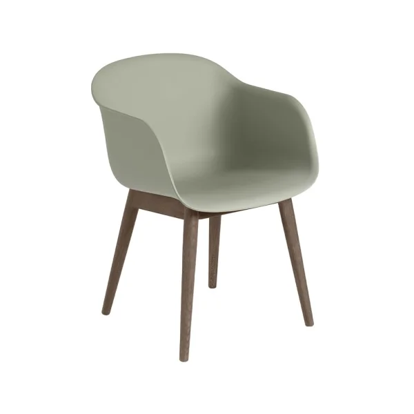 Muuto Fiber armchair wooden legs Dusty green, dark brown stained legs