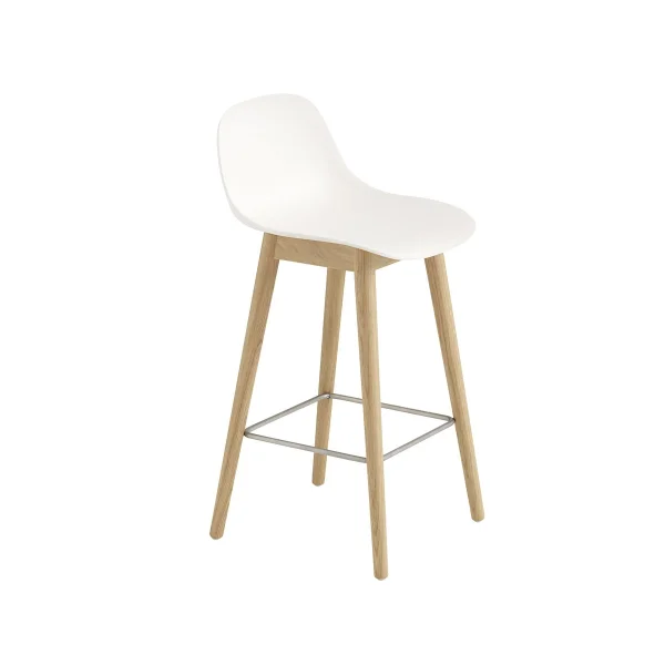 Muuto Fiber barstool with backrest 65 cm Natural white-oak legs