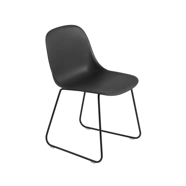 Muuto Fiber chair steel sled base plastic seat Black-anthracite black