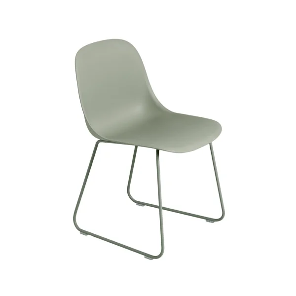 Muuto Fiber chair steel sled base plastic seat Dusty green-green