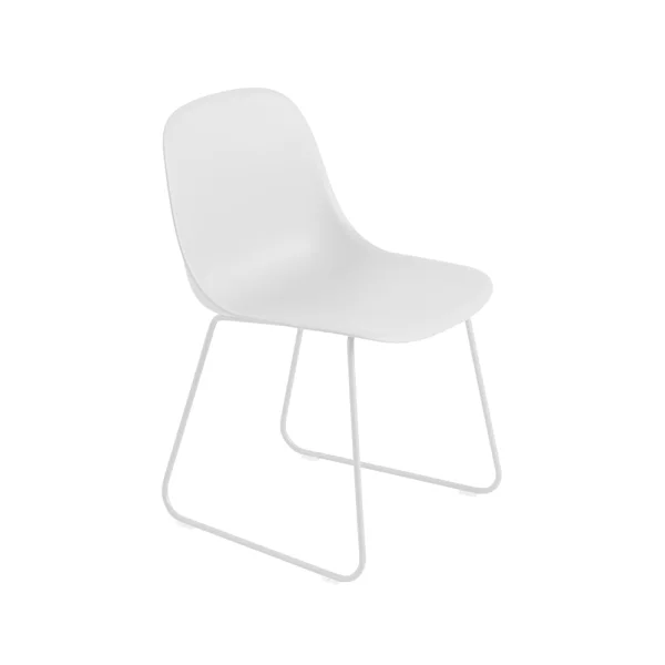 Muuto Fiber chair steel sled base plastic seat Natural white-white