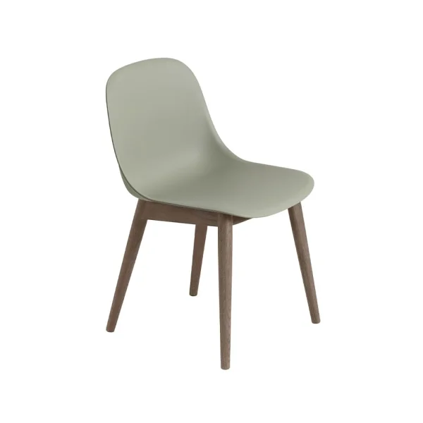 Muuto Fiber chair with wooden legs Dusty green, dark brown stained legs