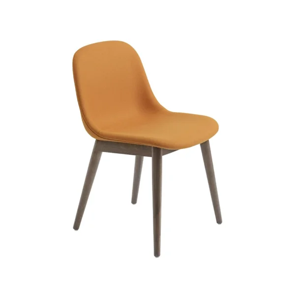 Muuto Fiber chair with wooden legs Fabric hero 451 orange, brown stained oak legs