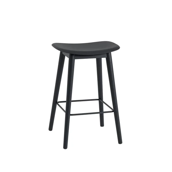 Muuto Fiber counter stool 65 cm Black, black legs