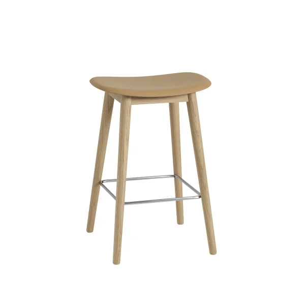 Muuto Fiber counter stool 65 cm Ochre, oak legs