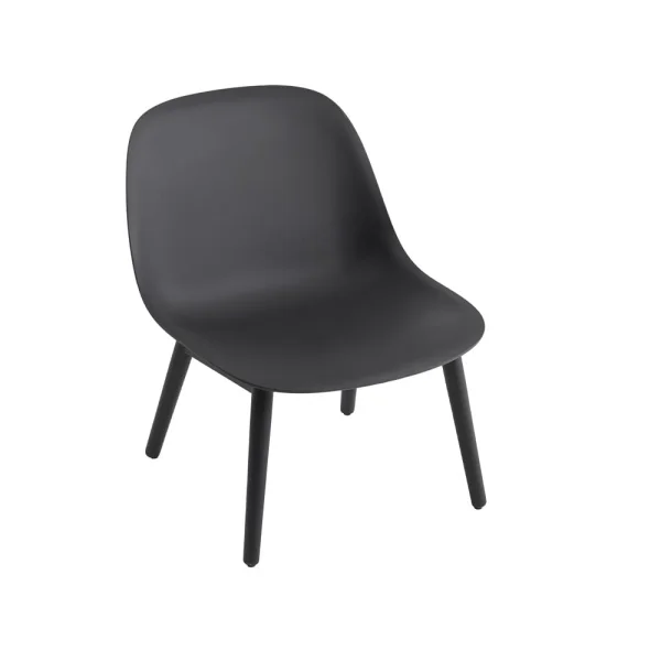 Muuto Fiber lounge chair wood base Black, black legs