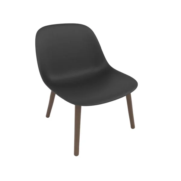 Muuto Fiber lounge chair wood base Black, dark brown stained legs