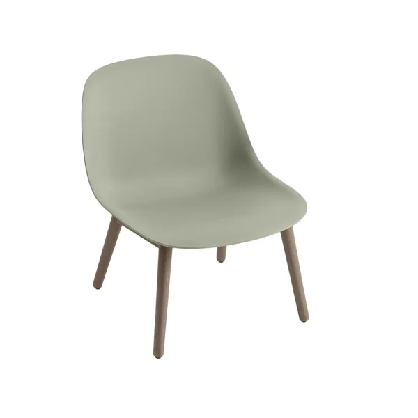 Muuto Fiber lounge chair wood base Dusty green, dark brown stained legs