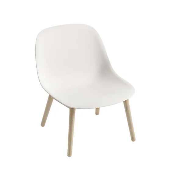 Muuto Fiber lounge chair wood base Natural white, oak legs