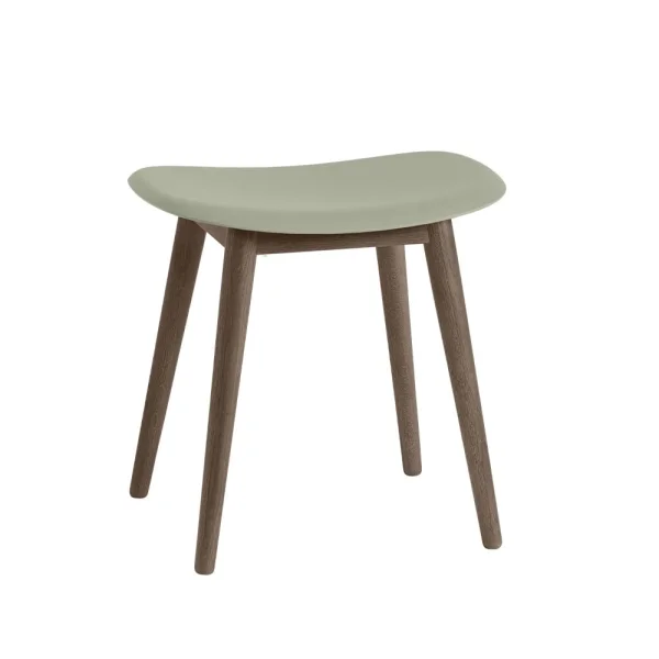 Muuto Fiber stool Dusty green, dark brown stained legs wooden legs