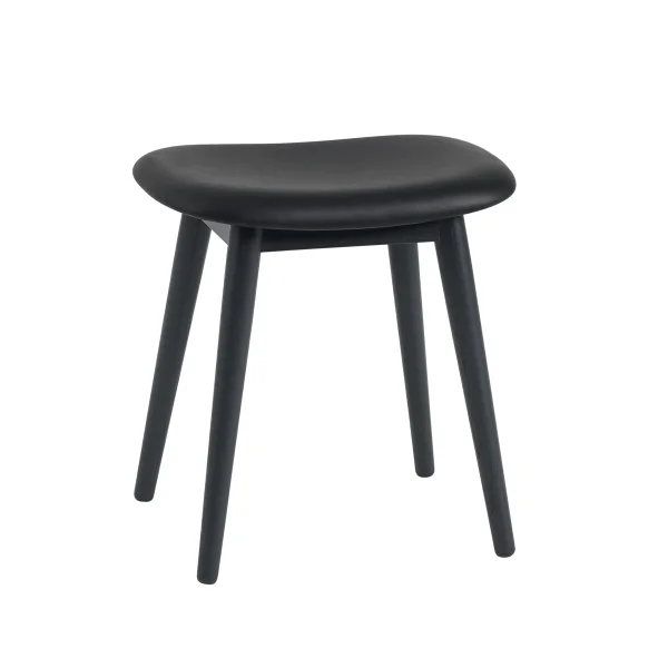 Muuto Fiber stool Leather black, wooden legs