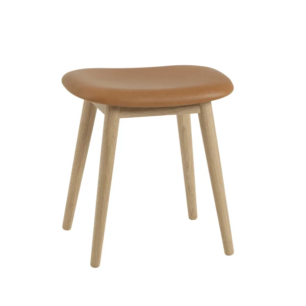 Muuto Fiber stool Leather cognac, oak legs