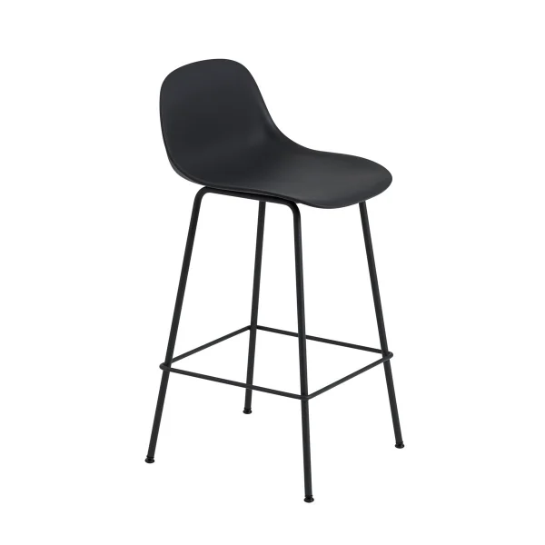 Muuto Fiber Tube Bar Chair With Back Rest 65 Cm Black