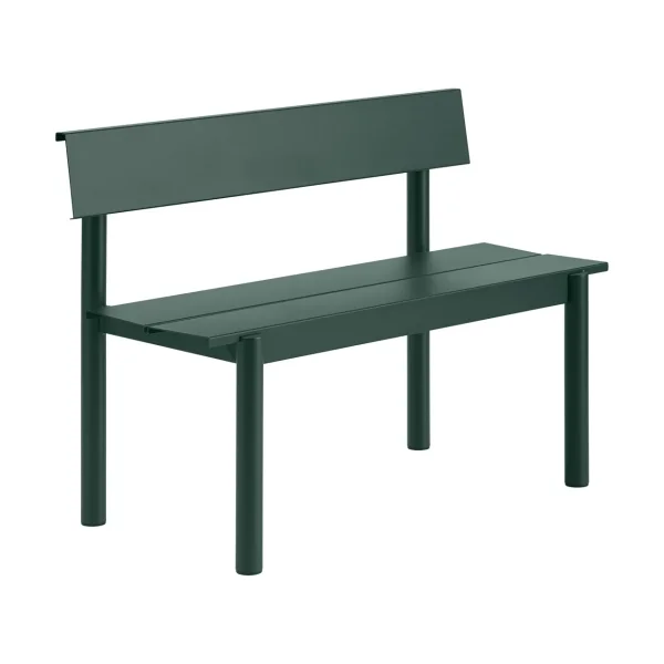 Muuto Linear Steel bench with backrest Dark green, 110x34 cm