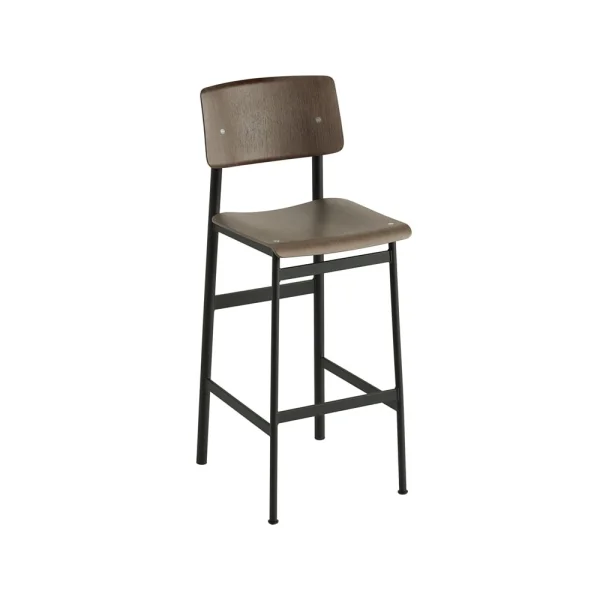 Muuto Loft barstool Stained dark brown, high, black steel legs