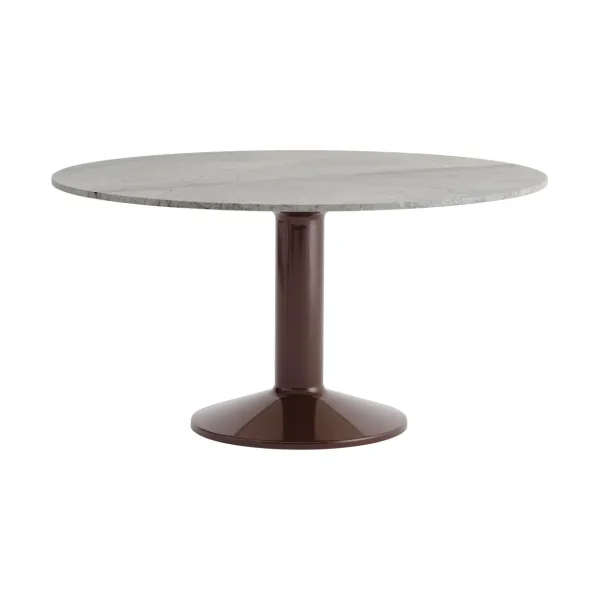 Muuto Midst pedestal table Grey marble-dark red, Ø140 cm