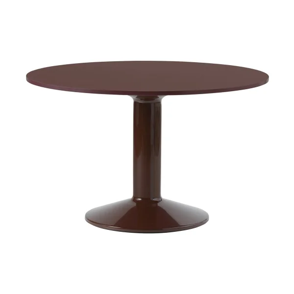 Muuto Midst pedestal table Ø120 cm Dark Red Linoleum-Dark Red