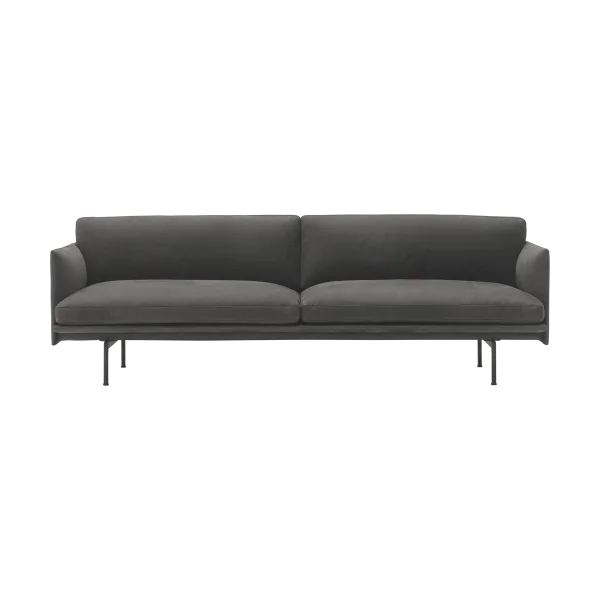 Muuto Outline 3-seater sofa leather Grace leather Camel-black legs