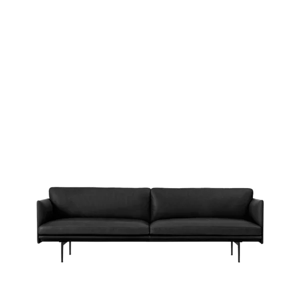 Muuto Outline 3-seater sofa leather Refine black-black leg