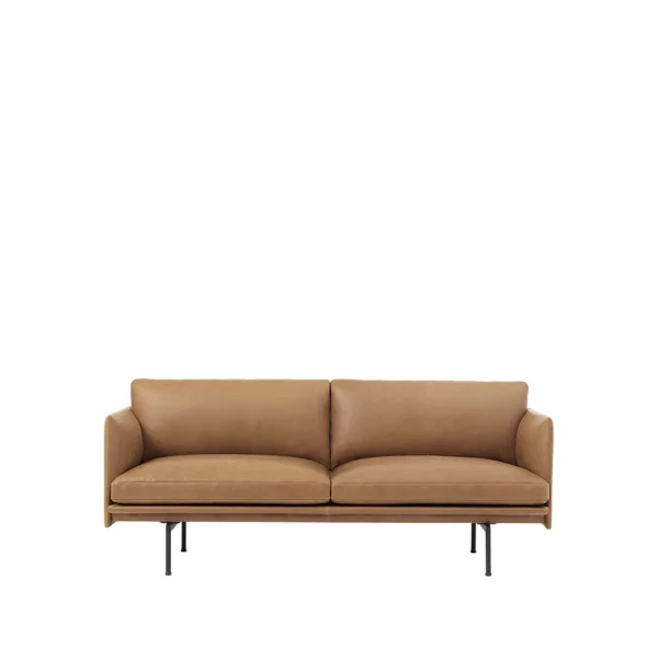 Muuto Outline sofa 2-seat Refine leather cognac-Black