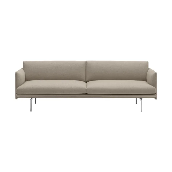 Muuto Outline sofa 3-seat fabric Ecriture 240-Polished Aluminum