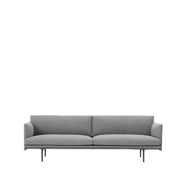 Muuto Outline sofa 3-seat fabric Fabric fiord 151 grey. black leg