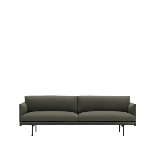 Muuto Outline sofa 3-seat fabric Fiord 961 green-black leg