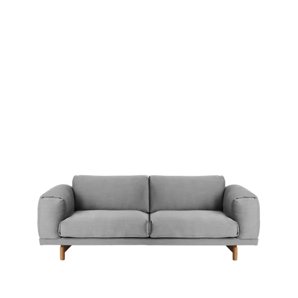 Muuto Rest sofa 2-seat fabric steelcut trio ii 133 light grey. oak legs