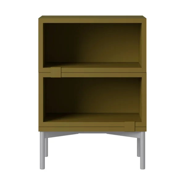 Muuto Stacked storage system bedside table configuration 1 Brown green