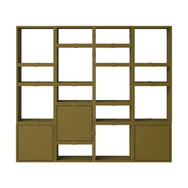 Muuto Stacked storage system bookcase configuration 4 Brown green