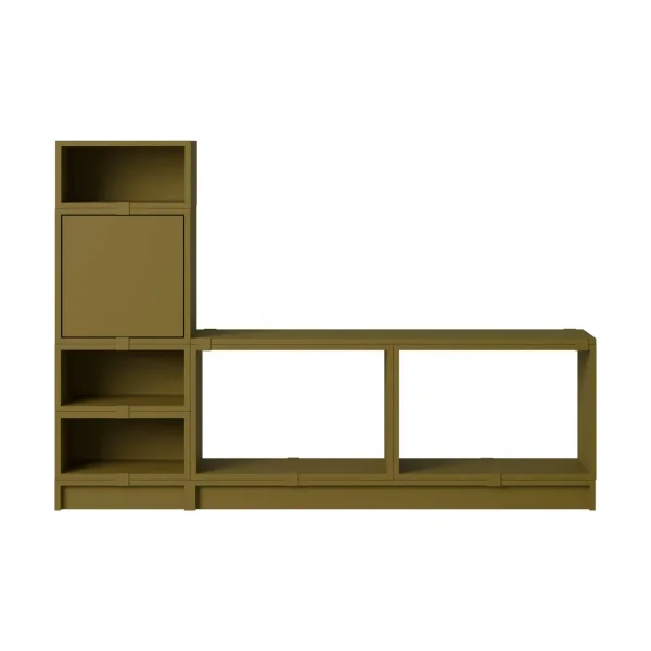 Muuto Stacked storage system hallway configuration 1 Brown green