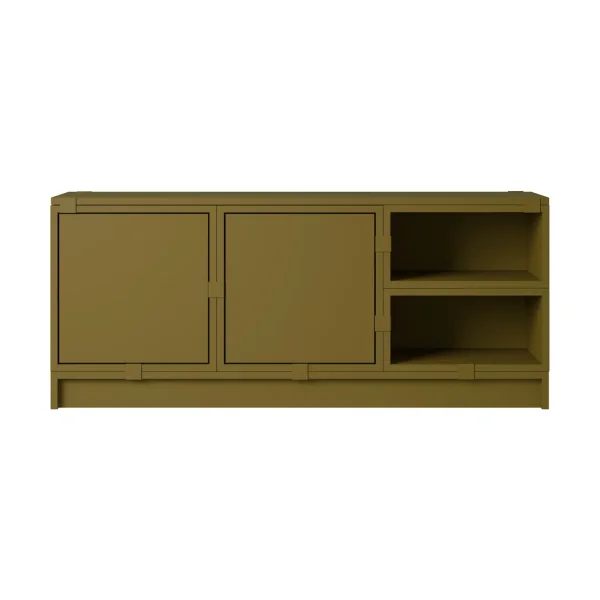Muuto Stacked storage system hallway configuration 2 Brown green