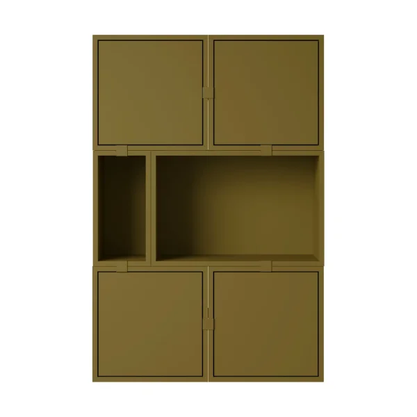 Muuto Stacked storage system sideboard configuration 4 Brown green