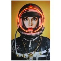 Neon Space Girl, Black, Neon Artwork, Black, 122cm x 182cm - Andrew Martin