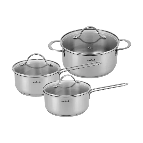 Nordwik Nordwik cookware set with glass lids 3 pieces