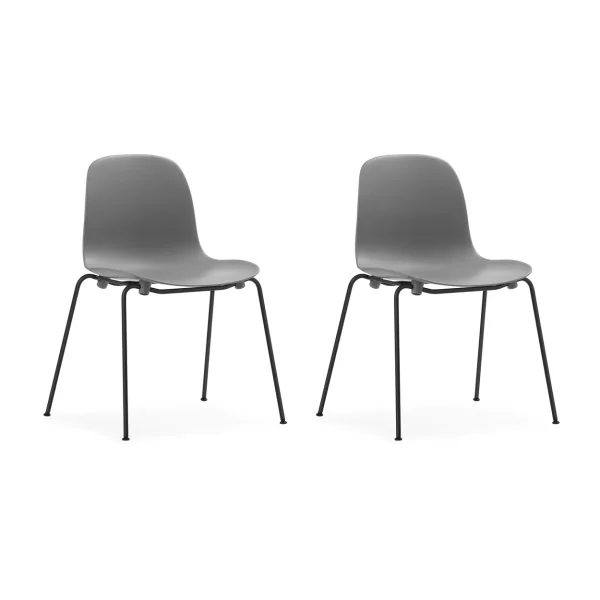 Normann Copenhagen Form Chair stackable chair black legs 2-pack, Grey Form Chair stackable chair black legs 2-pack, Grey